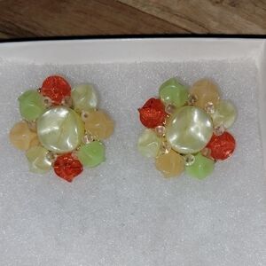 Elegant Vintage Multicolor Beaded Earrings Made in Germany